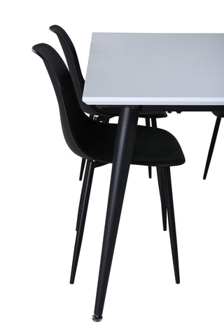 Venture Home Jimmy Matbord , Svart Vit HPL+Polar Plast Matstol , Svarta Ben Svart Plast_4