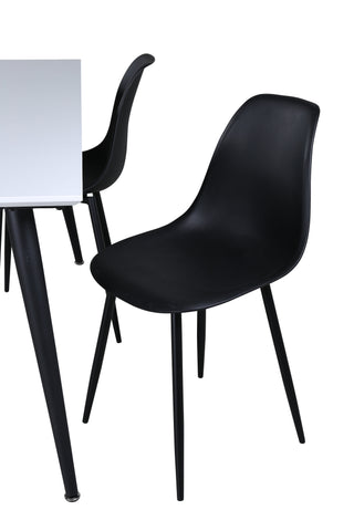 Venture Home Jimmy Matbord , Svart Vit HPL+Polar Plast Matstol , Svarta Ben Svart Plast_4