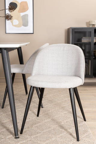 Venture Home Jimmy Matbord , Svart Vit HPL+Velvet Dining Chiar , Svarta ben , Light GreyFabric_4