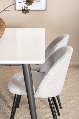 Venture Home Jimmy Matbord , Svart Vit HPL+Velvet Dining Chiar , Svarta ben , Light GreyFabric_4