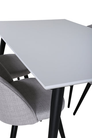 Venture Home Jimmy Matbord , Svart Vit HPL+Velvet Dining Chiar , Svarta ben , Light GreyFabric_4