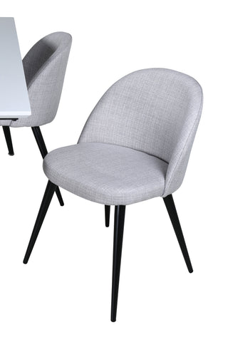 Venture Home Jimmy Matbord , Svart Vit HPL+Velvet Dining Chiar , Svarta ben , Light GreyFabric_4