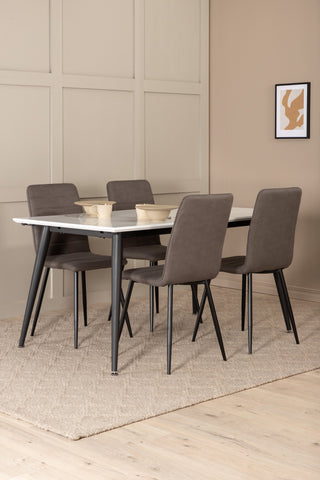 Venture Home Jimmy Matbord , Svart Vit HPL+Windu Lyx Stol , Svart Grå Micro Fibre_4