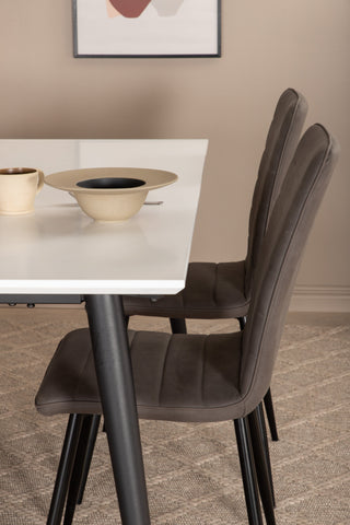 Venture Home Jimmy Matbord , Svart Vit HPL+Windu Lyx Stol , Svart Grå Micro Fibre_4