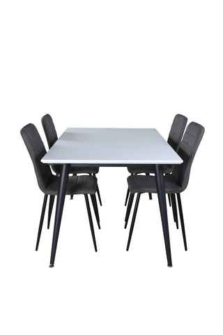 Venture Home Jimmy Matbord , Svart Vit HPL+Windu Lyx Stol , Svart Grå Micro Fibre_4