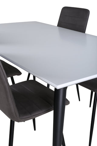 Venture Home Jimmy Matbord , Svart Vit HPL+Windu Lyx Stol , Svart Grå Micro Fibre_4