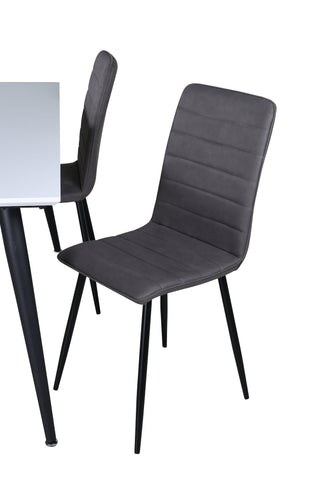Venture Home Jimmy Matbord , Svart Vit HPL+Windu Lyx Stol , Svart Grå Micro Fibre_4