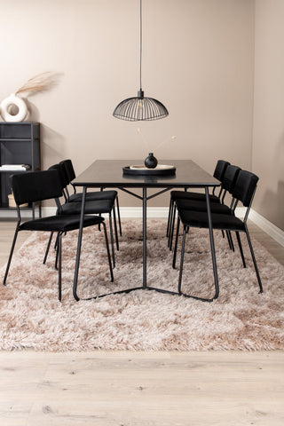 Venture Home Petra Matbord , Svart Svart Faner+Kenth Stol , Svart Svart Sammet_6