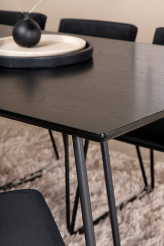 Venture Home Petra Matbord , Svart Svart Faner+Kenth Stol , Svart Svart Sammet_6