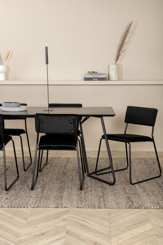Venture Home Petra Matbord , Svart Svart Faner+Kenth Stol , Svart Svart Sammet_6