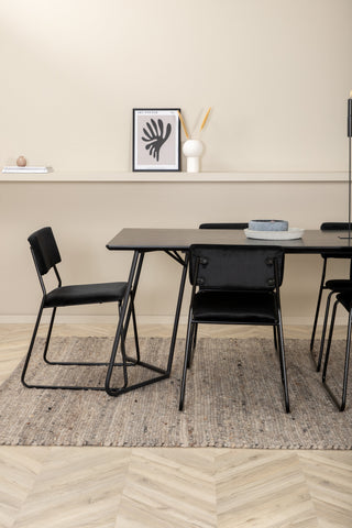 Venture Home Petra Matbord , Svart Svart Faner+Kenth Stol , Svart Svart Sammet_6