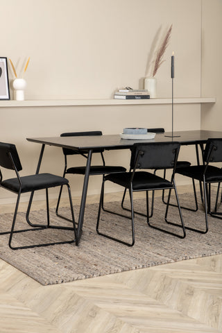 Venture Home Petra Matbord , Svart Svart Faner+Kenth Stol , Svart Svart Sammet_6