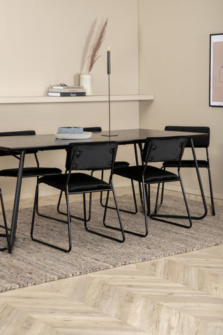 Venture Home Petra Matbord , Svart Svart Faner+Kenth Stol , Svart Svart Sammet_6