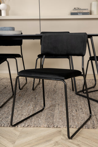 Venture Home Petra Matbord , Svart Svart Faner+Kenth Stol , Svart Svart Sammet_6