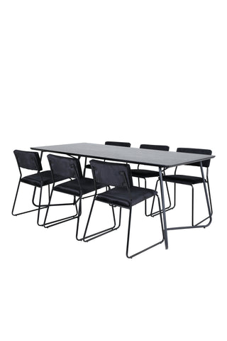 Venture Home Petra Matbord , Svart Svart Faner+Kenth Stol , Svart Svart Sammet_6