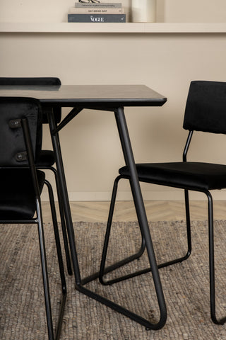 Venture Home Petra Matbord , Svart Svart Faner+Kenth Stol , Svart Svart Sammet_6