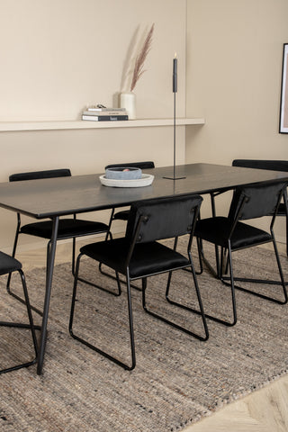 Venture Home Petra Matbord , Svart Svart Faner+Kenth Stol , Svart Svart Sammet_6