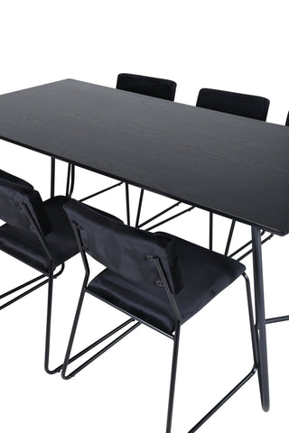 Venture Home Petra Matbord , Svart Svart Faner+Kenth Stol , Svart Svart Sammet_6