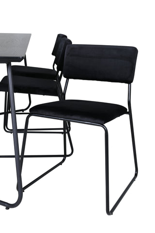 Venture Home Petra Matbord , Svart Svart Faner+Kenth Stol , Svart Svart Sammet_6