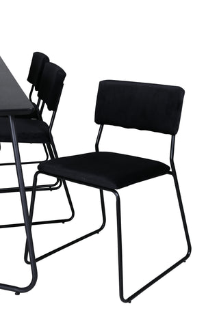 Venture Home Petra Matbord , Svart Svart Faner+Kenth Stol , Svart Svart Sammet_6