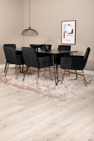Venture Home Petra Matbord , Svart Svart Faner+Petra Stol , Distressed Copper Black Velvet_6