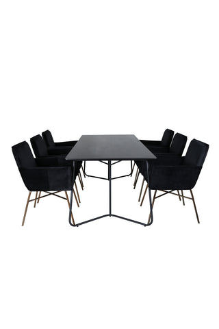 Venture Home Petra Matbord , Svart Svart Faner+Petra Stol , Distressed Copper Black Velvet_6