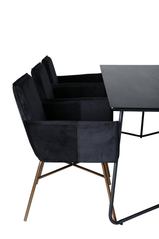 Venture Home Petra Matbord , Svart Svart Faner+Petra Stol , Distressed Copper Black Velvet_6