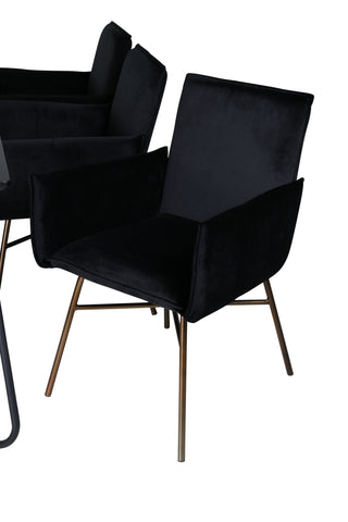 Venture Home Petra Matbord , Svart Svart Faner+Petra Stol , Distressed Copper Black Velvet_6
