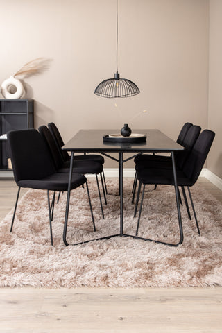 Venture Home Petra Matbord , Svart Svart Faner+Muce Matstol , Svarta Ben , Svart Tyg_6