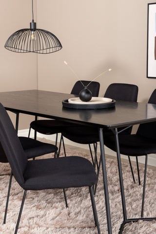 Venture Home Petra Matbord , Svart Svart Faner+Muce Matstol , Svarta Ben , Svart Tyg_6