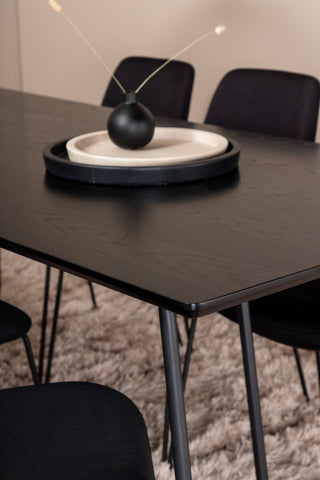 Venture Home Petra Matbord , Svart Svart Faner+Muce Matstol , Svarta Ben , Svart Tyg_6