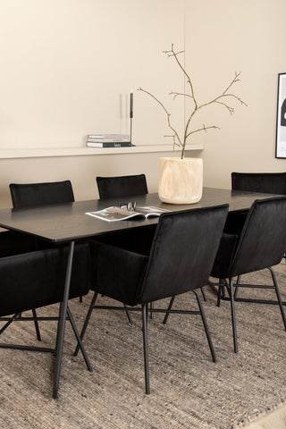 Venture Home Petra Matbord - Svart / Svart Faner+Petra Stol - Svart / Svart Sammet_6