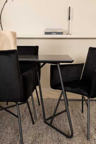 Venture Home Petra Matbord - Svart / Svart Faner+Petra Stol - Svart / Svart Sammet_6