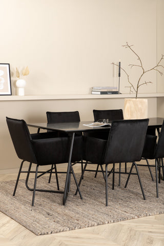 Venture Home Petra Matbord - Svart / Svart Faner+Petra Stol - Svart / Svart Sammet_6