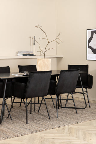 Venture Home Petra Matbord - Svart / Svart Faner+Petra Stol - Svart / Svart Sammet_6