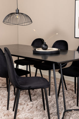 Venture Home Petra Matbord , Svart Svart Faner+Polar Matstol , Svarta ben Black Velvet (ers√§tter 19902,888)_6
