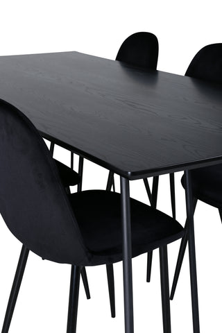 Venture Home Petra Matbord , Svart Svart Faner+Polar Matstol , Svarta ben Black Velvet (ers√§tter 19902,888)_6