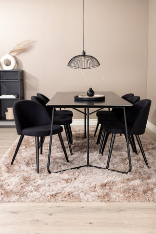 Venture Home Petra Matbord , Svart Svart Faner+ Sammet Matbord Chiar , Svarta ben, Svart Tyg_6