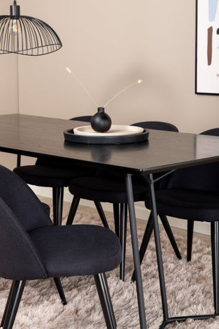 Venture Home Petra Matbord , Svart Svart Faner+ Sammet Matbord Chiar , Svarta ben, Svart Tyg_6