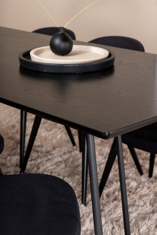 Venture Home Petra Matbord , Svart Svart Faner+ Sammet Matbord Chiar , Svarta ben, Svart Tyg_6