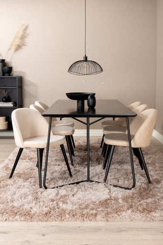 Venture Home Petra Matbord , Svart Svart Faner+Velvet Stitches Stol , Svart Beige Sammet_6
