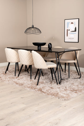 Venture Home Petra Matbord , Svart Svart Faner+Velvet Stitches Stol , Svart Beige Sammet_6