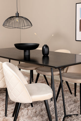 Venture Home Petra Matbord , Svart Svart Faner+Velvet Stitches Stol , Svart Beige Sammet_6