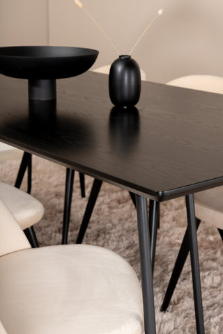 Venture Home Petra Matbord , Svart Svart Faner+Velvet Stitches Stol , Svart Beige Sammet_6