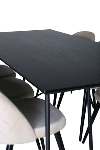 Venture Home Petra Matbord , Svart Svart Faner+Velvet Stitches Stol , Svart Beige Sammet_6