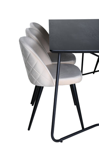 Venture Home Petra Matbord , Svart Svart Faner+Velvet Stitches Stol , Svart Beige Sammet_6