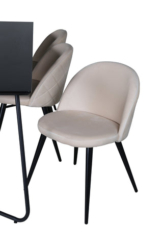 Venture Home Petra Matbord , Svart Svart Faner+Velvet Stitches Stol , Svart Beige Sammet_6