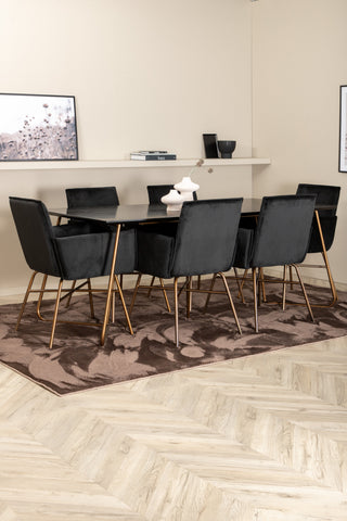 Venture Home Petra Matbord , Distressed Copper Black Faner+Petra Chair , Distressed Copper Black Velvet_6