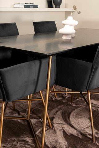 Venture Home Petra Matbord , Distressed Copper Black Faner+Petra Chair , Distressed Copper Black Velvet_6