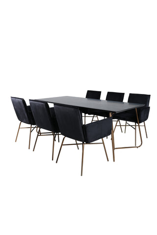 Venture Home Petra Matbord , Distressed Copper Black Faner+Petra Chair , Distressed Copper Black Velvet_6